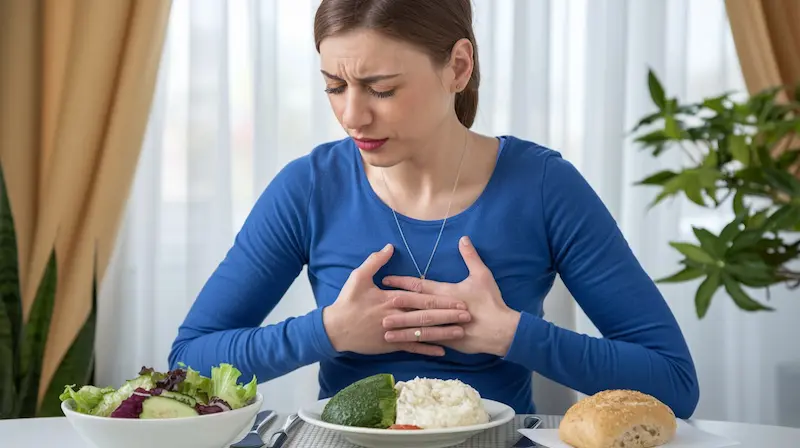 Comment calmer une crise d'intolérance alimentaire ? une femme souffrant de crise d'intolérance alimentaire