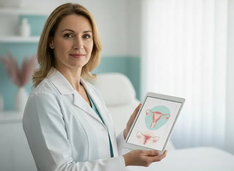 Guide Complet 2026 : Symptômes et Soins des Maladies Féminines Consultation médicale bienveillante pour le diagnostic des maladies courantes de la femme, incluant endométriose et SOPK